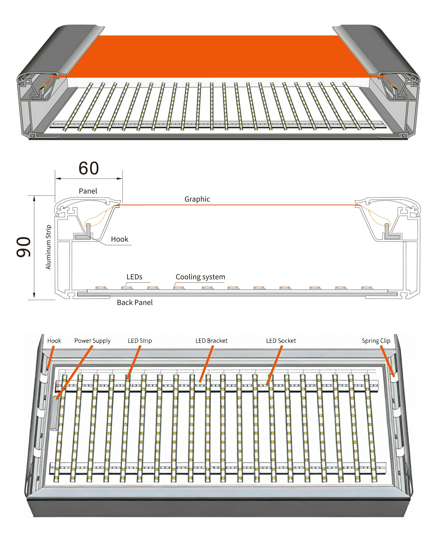 Structure-LED Snap-on Fabric Light Box-9060