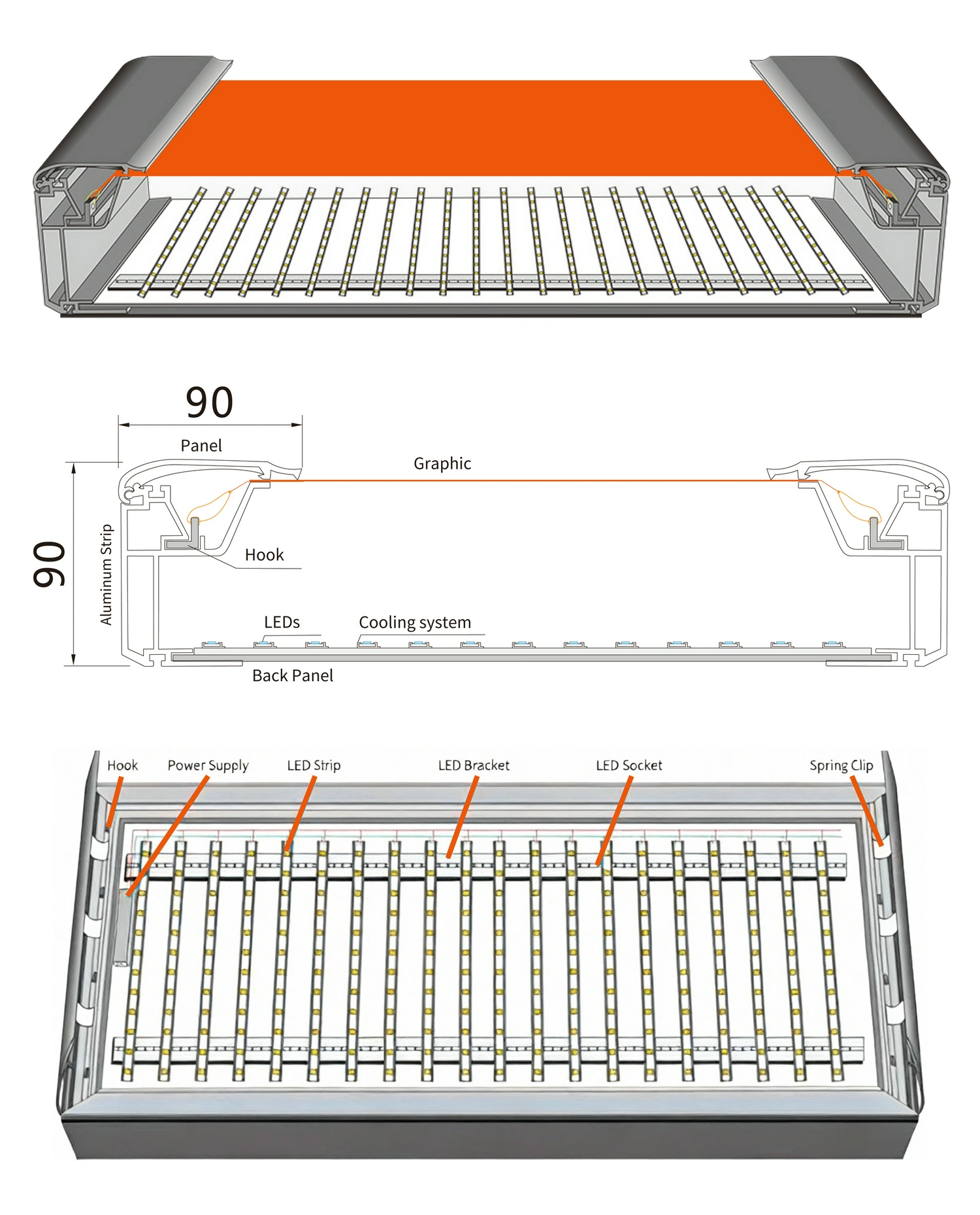 Structure-LED Snap-on Fabric Light Box-9090