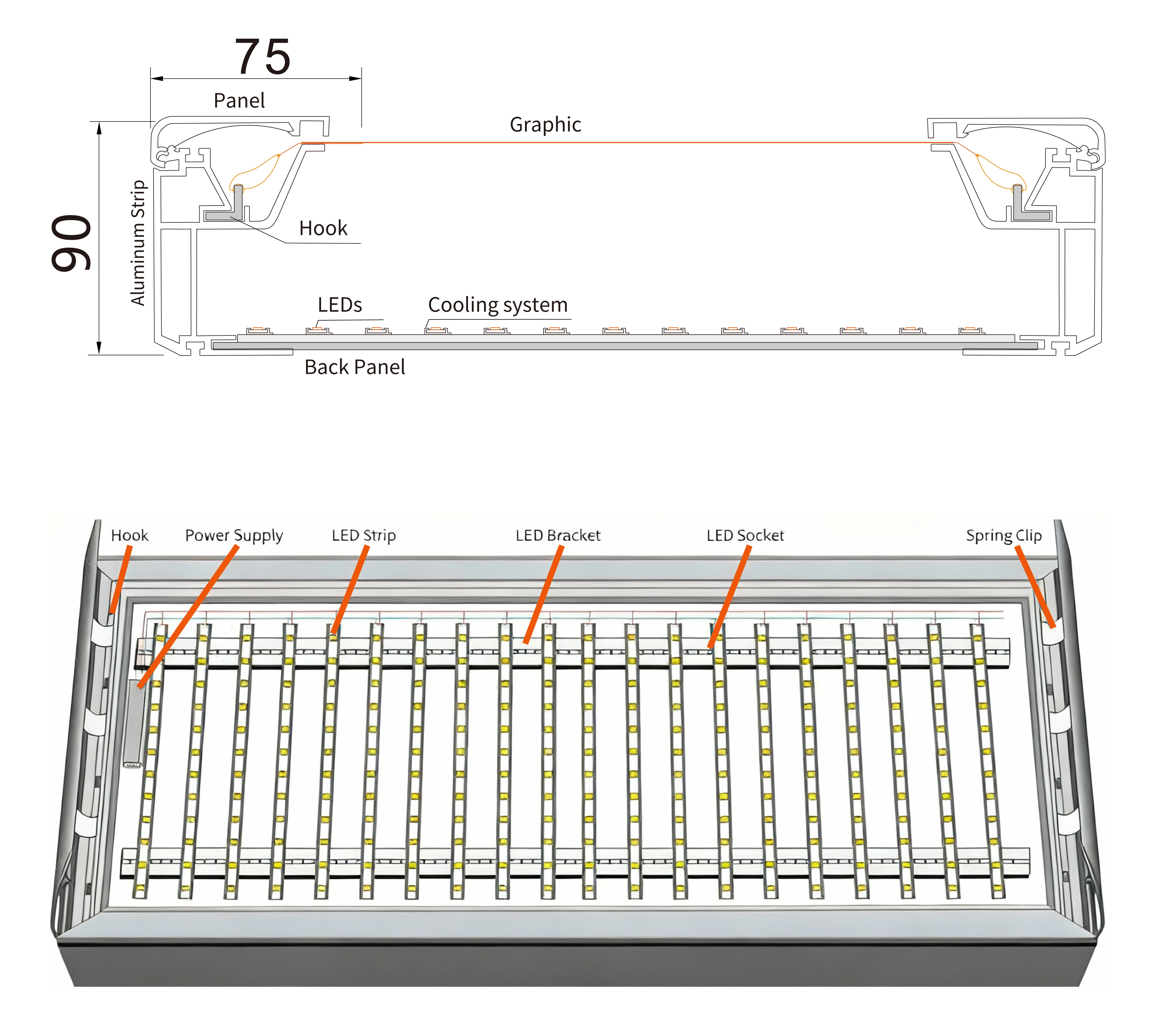 Structure-LED Snap-on Fabric Light Box for Airport-9075
